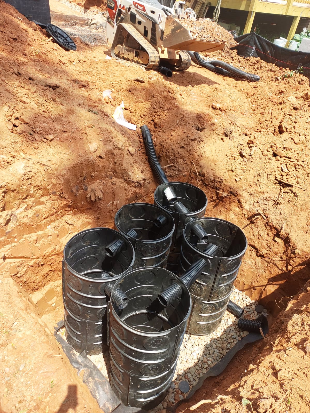 Advanced drainage system installation with professional piping in Alpharetta, GA