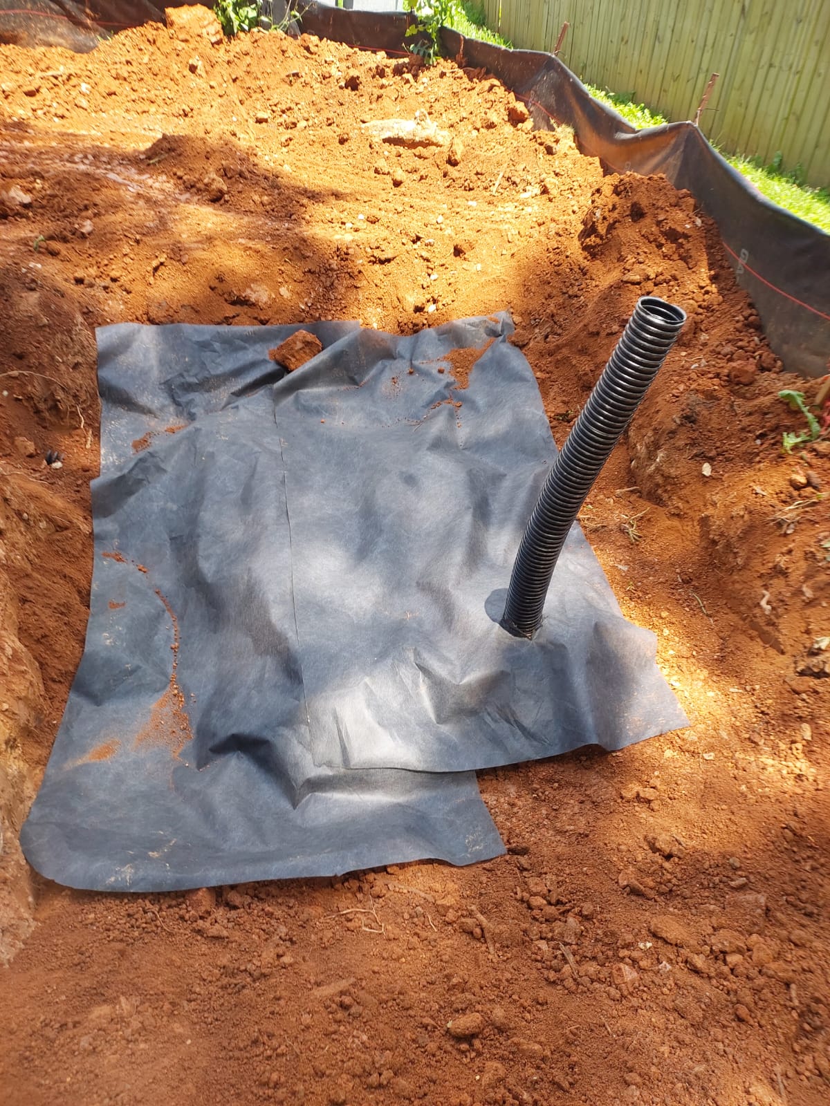 Comprehensive drainage system with protective fabric liner installation in Marietta, GA